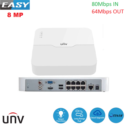 NVR 16CH, 8MP, PoE, 80/64 Mbp/s, 4K HDMI-Out, SIP, HumanBody